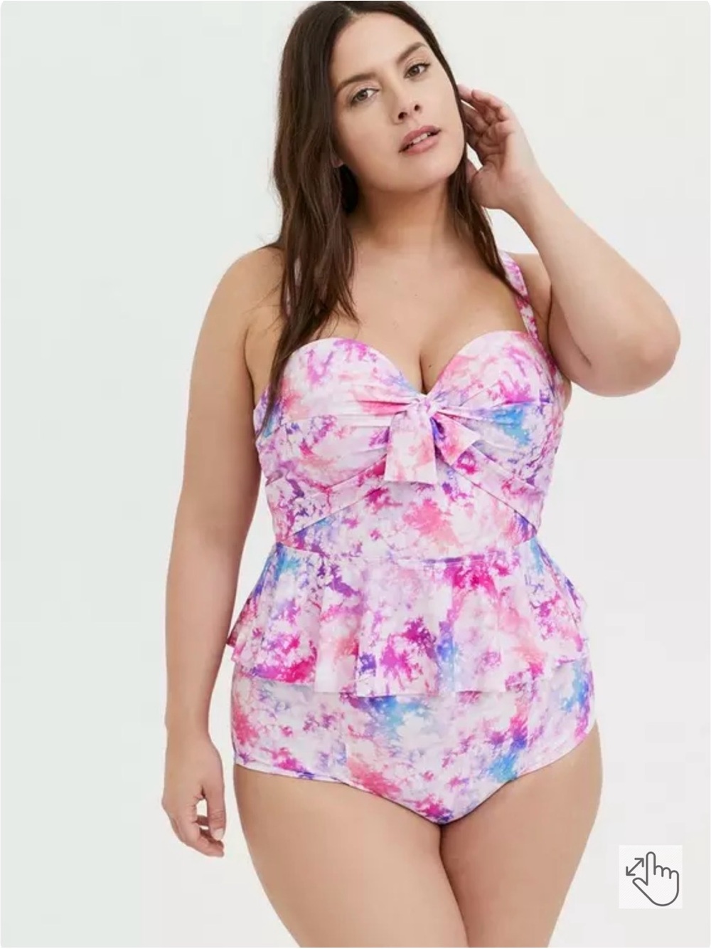 TORRID Underwire Tie-Front Peplum Midkini Pink Tie Dye